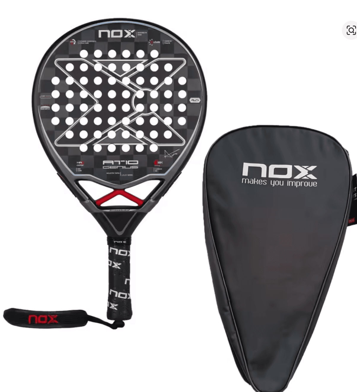 NOX AT10 18K Padel Racket - Black Colour